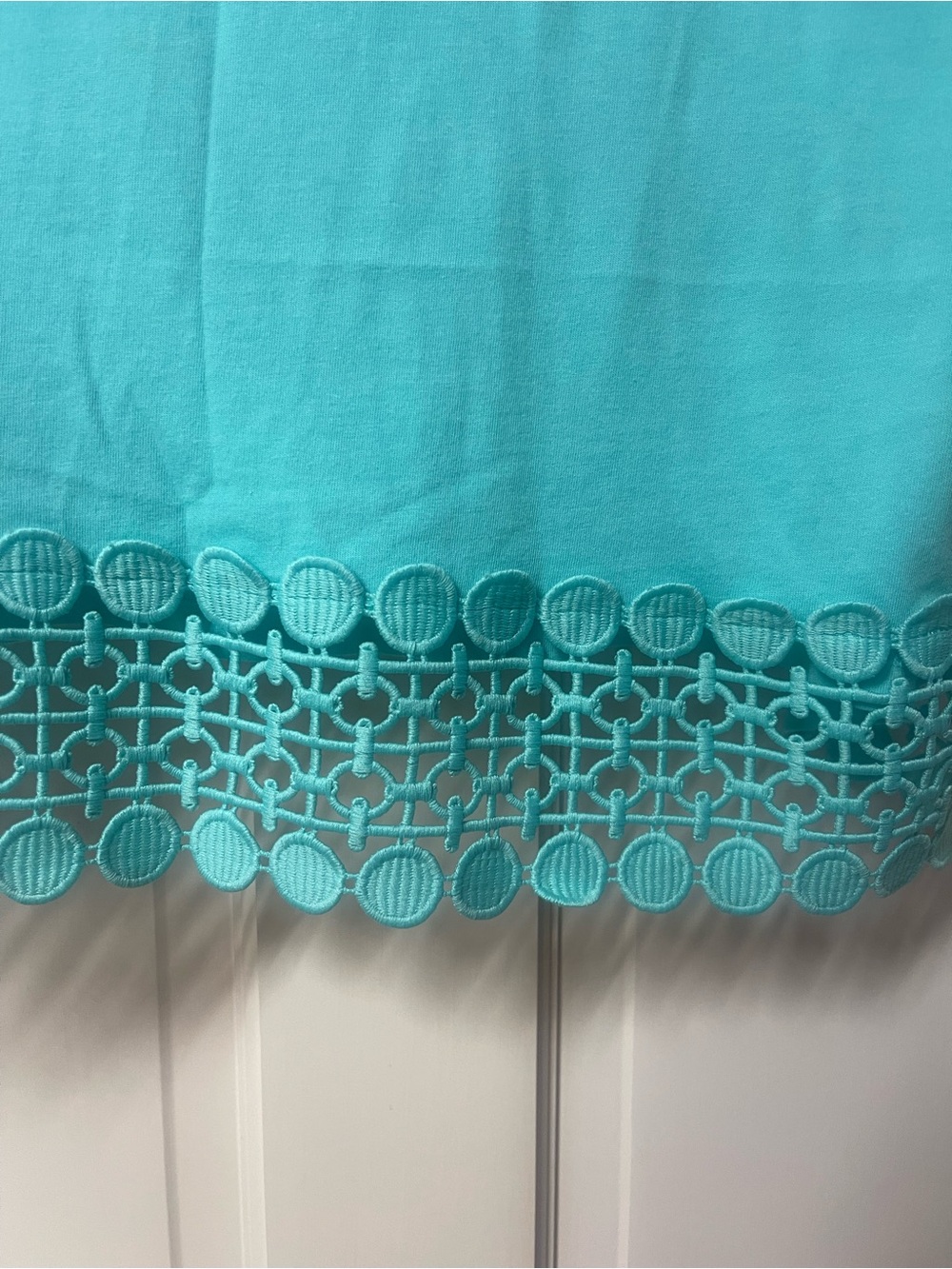 a.n.a Teal Short Sleeve Top with Scalloped Lace Hem - Picture 4 of 4